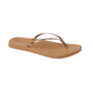 The REEF Cushion Slim Flip Flop features slim, metallic bronze shimmer straps and is shown as a single tan sandal on a white background.