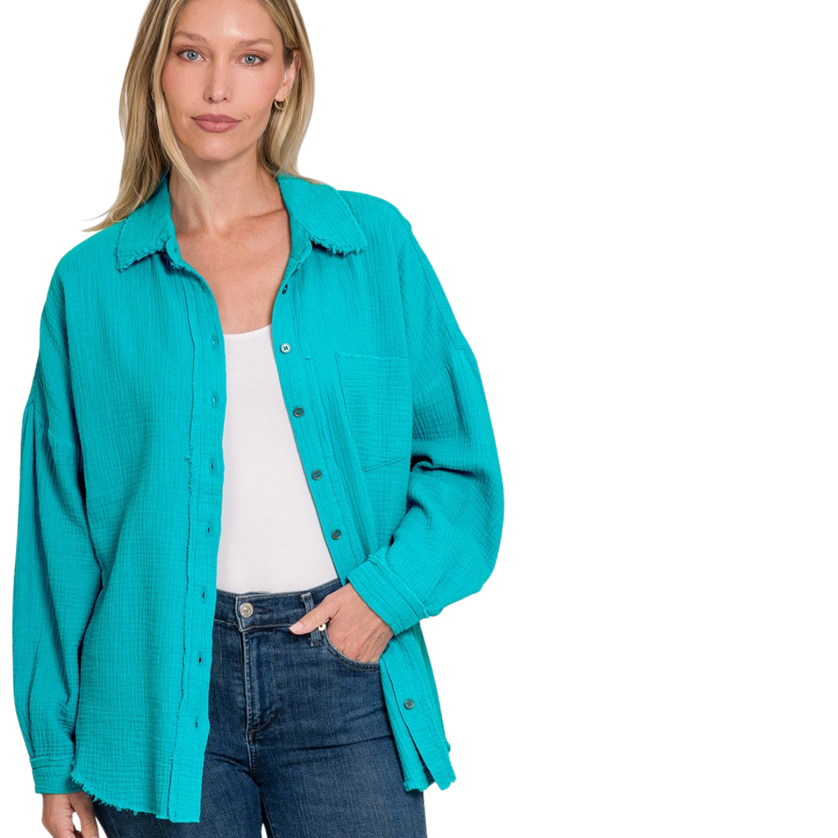 Gauze Button Down Top Secondary image