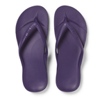 A pair of ARCHIES Archies Flip Flops in Acai Purple with arch support, viewed from above on a white background.