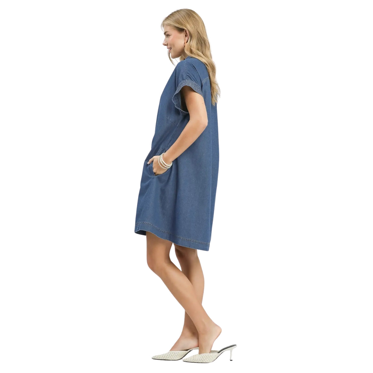 Chambray Button-Front Shirt Dress Secondary image