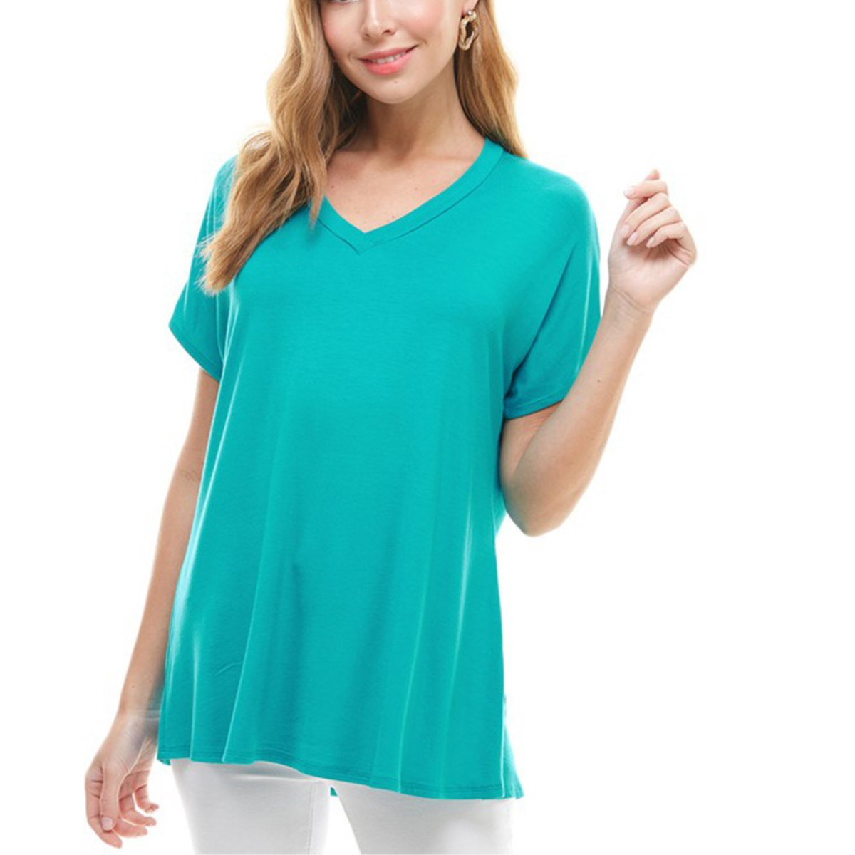 Basic Cap Sleeve V-Neck Tunic Secondary image