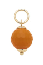 The Canvas Style Resin Bead Charm showcases a faceted round orange resin bead with gold-tone accents at the top and bottom, suspended from a gold loop pendant—a striking addition to any charm necklace or charm bracelet.