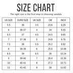 Size chart for the Beckett Backless Penny Loafer by Project Cloud, displaying US, Euro, and UK sizes—plus foot length in both centimeters and inches—for sizes 5.5 to 11 US. Perfect for styles crafted with soft suede leather or memory foam cushioning, ensuring an ideal fit every time.