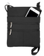 Large cowhide leather crossbody shoulder bag - copy in black, featuring an adjustable shoulder strap, two front zipper pockets, and a slip pocket containing a smartphone.
