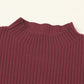 Close-up of Shewin's Patch Pocket Ribbed Knit Short Sleeve Sweater in maroon, featuring a mock neck detail on a white background, highlighting its versatility for transitional weather.