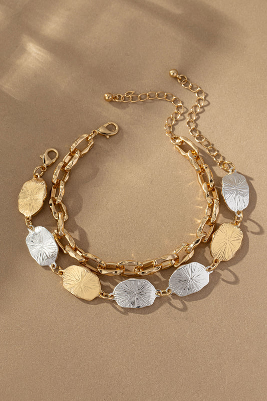 Two Bracelet Set by FASHION GO, displayed on a beige background with shadow play.