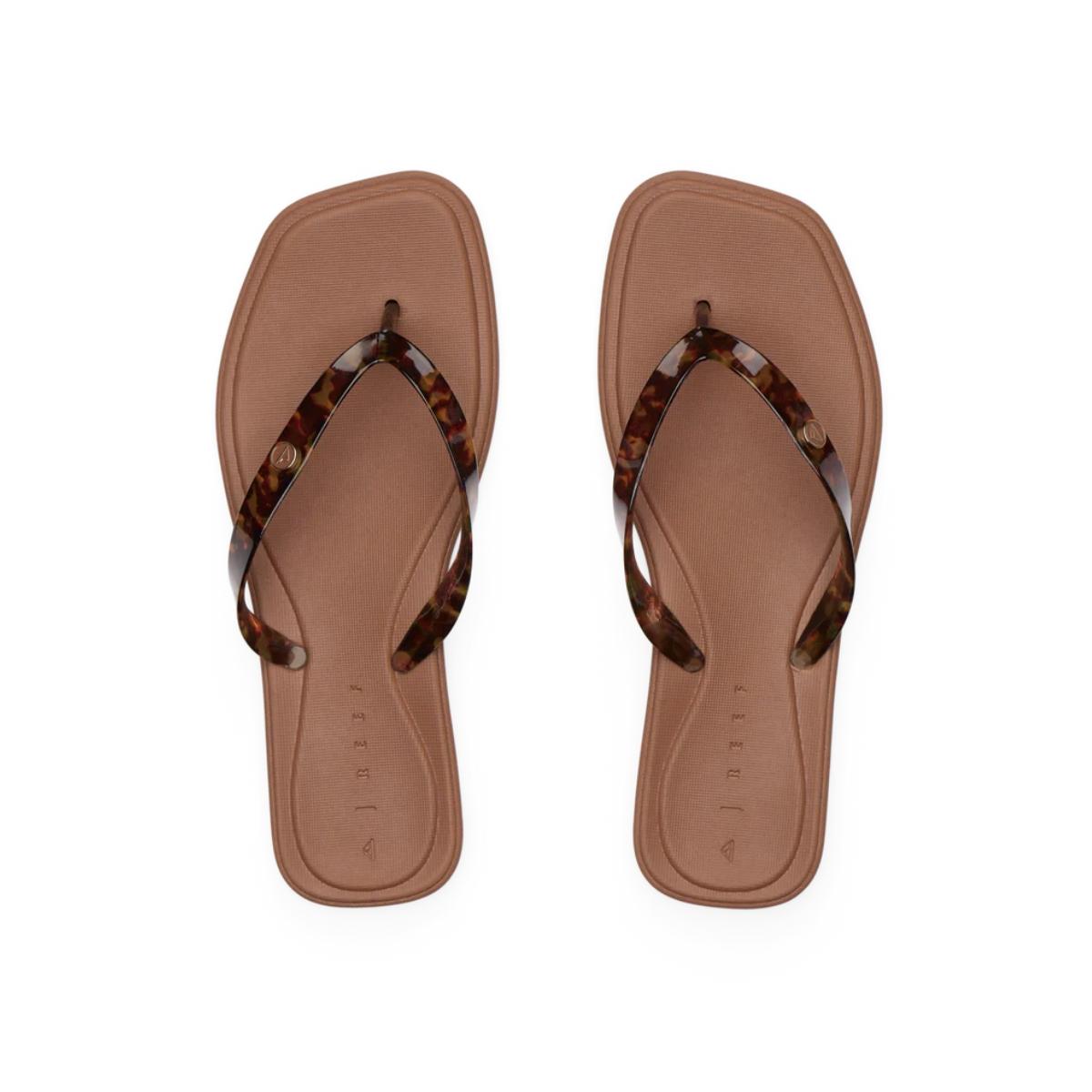 Women's REEF Solaye water-friendly flip-flops in tortoise brown print Main image