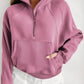 Zip Up Stand Collar Ribbed Thumbhole Sleeve Sweatshirt - 12 colors to choose from