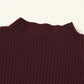 Close-up of Shewin's Patch Pocket Ribbed Knit Short Sleeve Sweater in dark red with a high neckline, perfect for casual wear during transitional weather, against a neutral background.