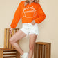 Orange Game Day Lettering Notched Neck Cropped Sweatshirt