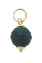 The Canvas Style Resin Bead Charm features a faceted dark green resin bead with gold-tone metal loops and accents, making it perfect for adding to a charm necklace or bracelet. Shown against a white background.