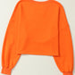 Orange Game Day Lettering Notched Neck Cropped Sweatshirt