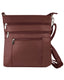 The Roma Leathers, Inc. Cowhide Leather Crossbody features brown cowhide leather, three zippered pockets, and an adjustable shoulder strap.