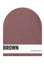A mauve CLOUDY KNIT 3/4 SLEEVE ROUND NECK TOP with 3/4 sleeves and a round neckline.