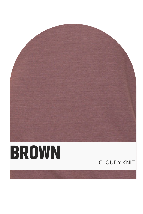 A mauve CLOUDY KNIT 3/4 SLEEVE ROUND NECK TOP with 3/4 sleeves and a round neckline.