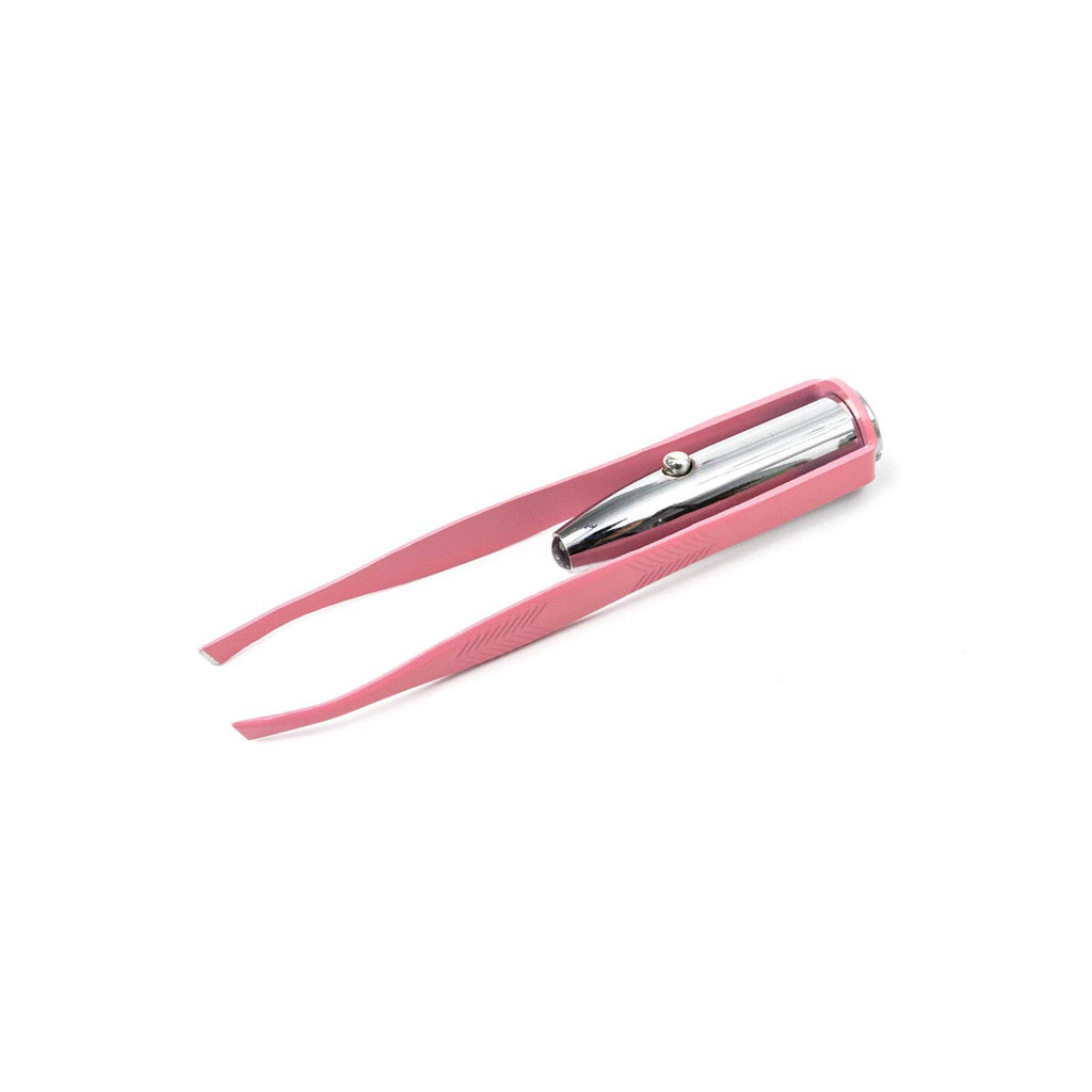 Lemon Lavender Light Up Tweezer in light pink with a built-in silver metal LED spotlight on the handle.