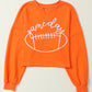 Orange Game Day Lettering Notched Neck Cropped Sweatshirt