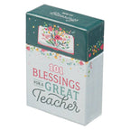 A decorative box from Christian Art Gifts, labeled "Box of Blessings for a Great Teacher," features floral artwork and is filled with inspirational cards—making it an ideal appreciation gift for teachers packed with heartfelt blessings.