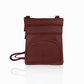 The Roma Leathers, Inc. Cowhide Leather Crossbody with Phone Pocket features rich burgundy leather, two top zippered compartments, a front zip pocket, and an adjustable shoulder strap, shown against a white background.