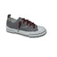 The Aman Tailor Houndstooth Sneaker by VERY G showcases a bold black and white houndstooth pattern, a crisp white sole, and eye-catching red rhinestone shoelaces, photographed on a plain white background for a standout statement look.