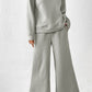 Dark Brown Textured Loose Slouchy Long Sleeve Top and Pants Set