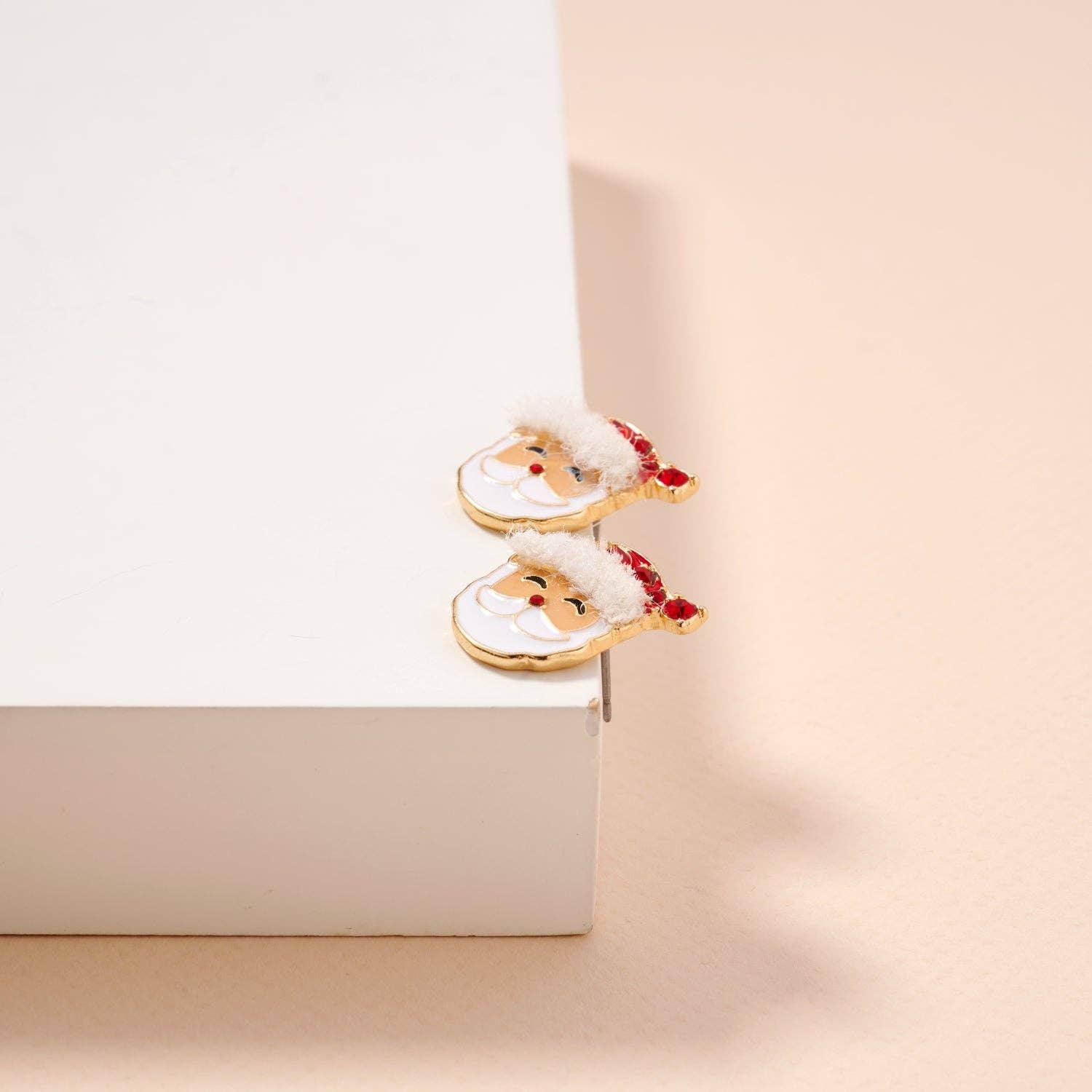 Santa Claus Stud Earrings | Red Rhinestone Christmas Earrings Secondary image