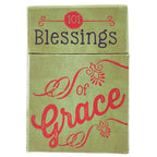 Presented in a green box, the Box of Blessings of Grace from Christian Art Gifts features “101 Blessings of Grace” elegantly displayed in decorative red and black lettering with charming floral accents. This beautifully crafted set contains blessing cards filled with inspiring quotes and uplifting Bible verses.