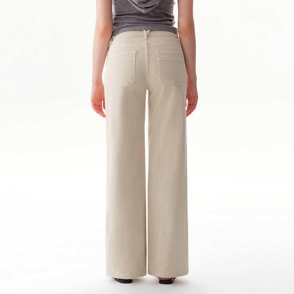 Back view of Faire Off White Mid Rise Straight Pants.