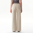 Back view of Faire Off White Mid Rise Straight Pants.