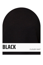 CLOUDY KNIT 3/4 SLEEVE ROUND NECK TOP in black with three-quarter sleeves and a round neck.