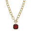 Faire CHUNKY TEXTURED CHAIN TOGGLE 25MM STONE PENDANT: a gold-toned chunky chain necklace with a toggle clasp and a square, deep red stone pendant.