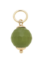 The Canvas Style Resin Bead Charm showcases a faceted green resin bead nestled between gold-colored metal caps, topped with a gold loop—perfect for adorning your favorite charm bracelet or necklace.
