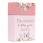 The Box of Blessings Promises to Bless Your Soul by Christian Art Gifts features a pink, floral design with “Promises to bless your soul” elegantly printed in gold cursive on the front. This charming box is ideal for storing prayer cards and reminders of God’s promises.