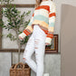 White Striped Color Block Drop Shoulder Knit Sweater