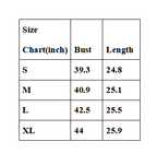 Size chart for the FASHION GO White Relaxed Fit Short Sleeve Blouse, displaying bust and length in inches: S (39.3, 24.8), M (40.9, 25.1), L (42.5, 25.5), XL (44, 25.9). The ideal fit for your favorite short sleeve blouse style!.