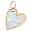 The Canvas Style Heart Charm in Mother of Pearl is a gold-plated, heart-shaped pendant featuring a mother-of-pearl inlay and an attached loop for easy wearing on a chain or adding to your favorite charm bracelet.