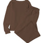 Dark Brown Textured Loose Slouchy Long Sleeve Top and Pants Set