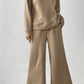 Dark Brown Textured Loose Slouchy Long Sleeve Top and Pants Set