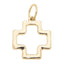 The Canvas Style Cross Outline Charm in Shiny Gold features a hollow cross design with rounded corners and a convenient top loop for attaching to your favorite chain—an elegant faith jewelry piece perfect for any collection.