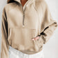 Zip Up Stand Collar Ribbed Thumbhole Sleeve Sweatshirt - 12 colors to choose from