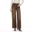 Faire Mid Rise Wide Leg Raw Hem Brown Jeans in a mid-rise, wide-leg brown wash denim with a raw hem.