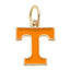 The Tennessee Volunteers Enamel Logo Charm by Canvas Style features a gold-edged orange letter "T" with a loop at the top for attaching to a necklace or bracelet. NCAA licensed, this charm is perfect for fans and collectors alike and is shown on a white background.