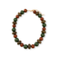 The OMG Blings Color Block Resin Beaded Necklace showcases glossy round beads in green, brown, and red resin, completed with a gold chain clasp.