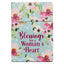 A small rectangular Box of Blessings: Blessings for a Woman’s Heart with a light blue floral pattern and the text “Blessings for a Woman’s Heart” in maroon script.
