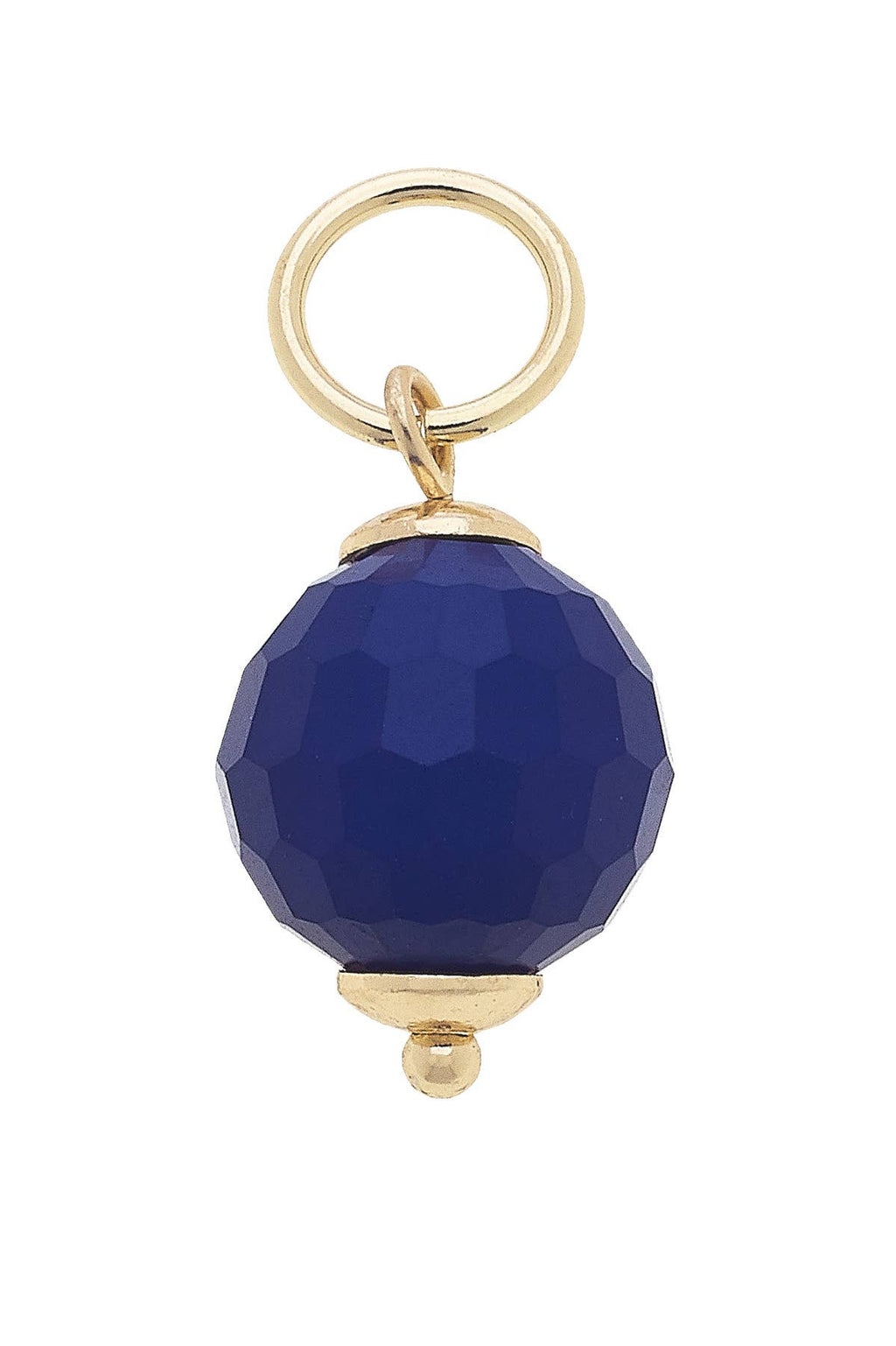 Canvas Style Resin Bead Charm: A gold keyring featuring a faceted, round, dark blue bead at the center—perfect for coordinating with your favorite charm bracelet or pairing with other Resin Bead Charms to create a personalized look.