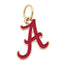 The Alabama Crimson Tide Enamel Logo Charm by Canvas Style features a gold-bordered red letter "A" design, complete with a round loop at the top for attaching to a necklace or bracelet—this NCAA licensed charm is the perfect standout accessory for any devoted fan.