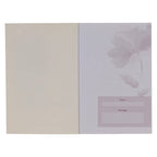 Open greeting card with a light floral design on the right and blank "From" and "Message" fields; the left side is empty—ideal for adding a copy of *Mini Devotions for Women Softcover* by Christian Art Gifts, creating a thoughtful and uplifting daily devotional gift, especially perfect as an inspiring devotional for moms.