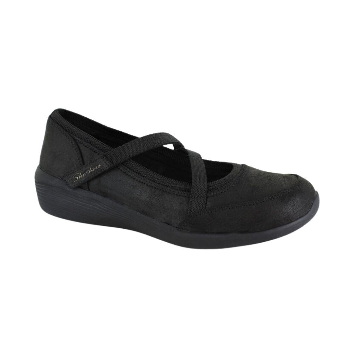 Women's black Skechers Arya casual comfort shoe with streamlined silhouette
