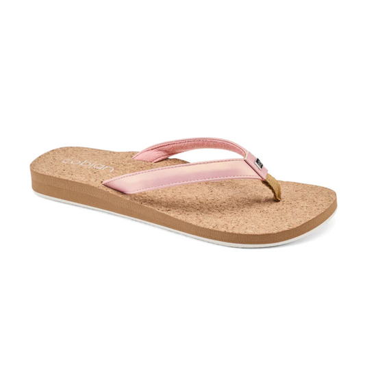 A COBIAN women's pink flip flop with a cork top sole, called Capri Bounce.