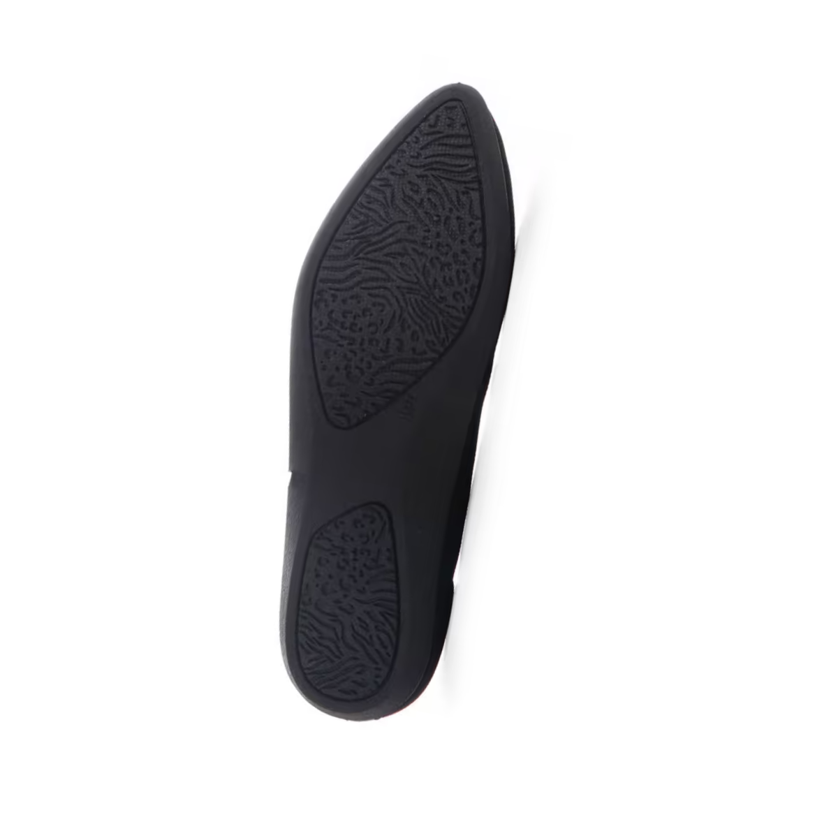 Women's black knitted ballet flat with a textured upper and low-profile sole